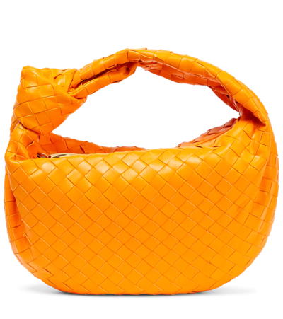 Bottega Veneta Jodie Teen Leather Tote In Tangerine-gold