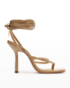 Schutz Lily Embossed Ankle-wrap Sandals In Light Nude