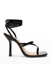SCHUTZ LILY EMBOSSED ANKLE-WRAP SANDALS