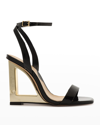 Schutz Filipa Metallic-heel Sandals In Black