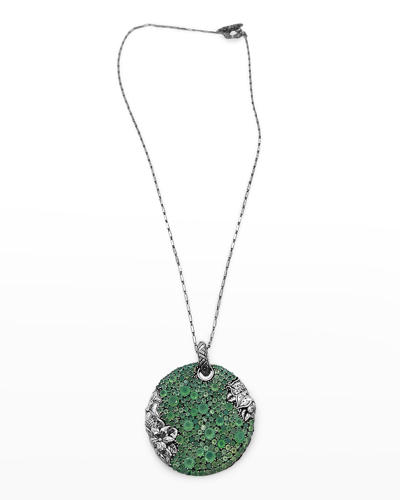 Stephen Dweck Faceted Green Pave Pendant Necklace