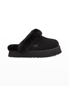 UGG DISQUETTE SUEDE & SHEARLING PLATFORM SLIPPERS