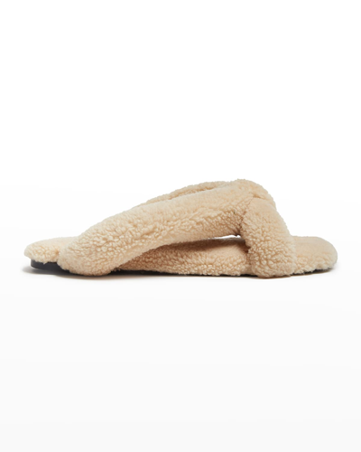 La Doublej Precious Faux Fur Slide Sandals In Grigio