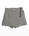 HABITUAL GIRL'S STRIPED MINI WRAP SKORT