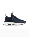 Tom Ford Jago Logo-patch Shell And Mesh Low-top Trainers In Midnight Blue