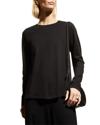 Eileen Fisher Long-sleeve Crewneck Tee In Black