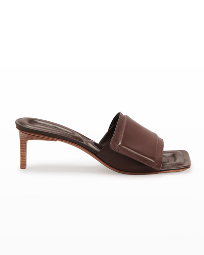 Jacquemus Les Mules Piscine Kitten-heel Sandals In Brown