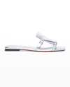 Santoni Frazzle Flat Monk-strap Slide Sandals In Silver