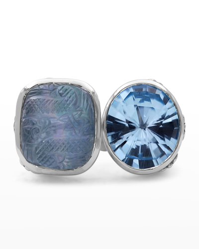 Stephen Dweck Blue Topaz And Mother-of-pearl Open And Close Ring