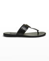 Tom Ford Brighton Leather Flip-flops In Black And Gold In Black