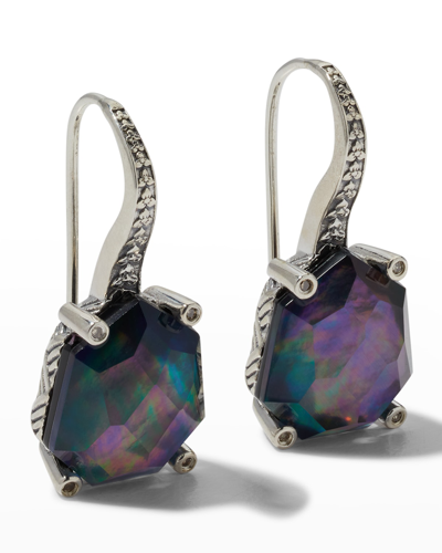 Stephen Dweck Faceted Natural Quartz, Mother-of-pearl And Hematite Galactical Earrings In Oyster