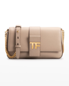 Tom Ford Grain Leather Chain Shoulder Bag In U8006 Silk Taupe