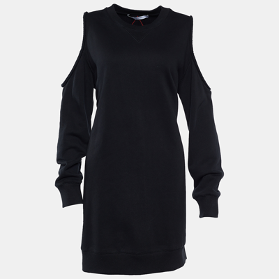 Pre-owned Givenchy Black Cotton Eye Embroidered Cold Shoulder Shift Dress M