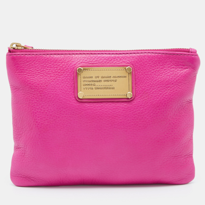 Pre-owned Marc By Marc Jacobs Pink Leather Classic Q Wristlet Clutch