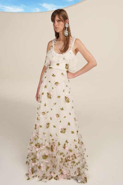 Giambattista Valli Ruffled Sleeveless Gown In Multi