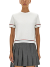 Thom Browne Cropped T-shirt In Cotton In Bianco