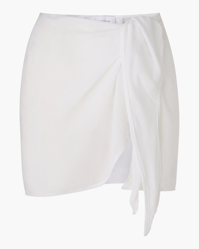 Anemos Wrap Mini Skirt Cover Up In Linen Cupro Blend In White