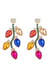 Eye Candy Los Angeles Holiday Light Crystal Drop Earrings In Gold