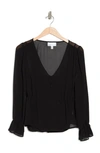 Nordstrom Rack Long Sleeve Chiffon Peplum Blouse In Black