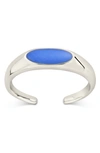 Sterling Forever Silver Enamel Cobalt Signet Ring In Cobalt/silver