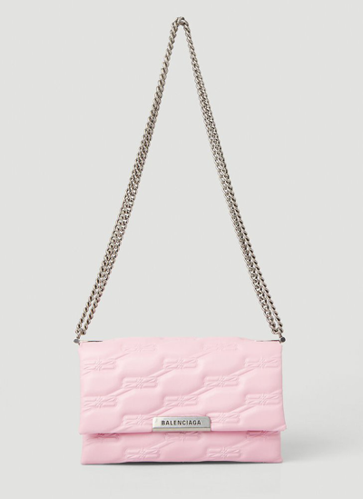 Balenciaga Small Triplet Embossed Leather Shoulder Bag In Pink