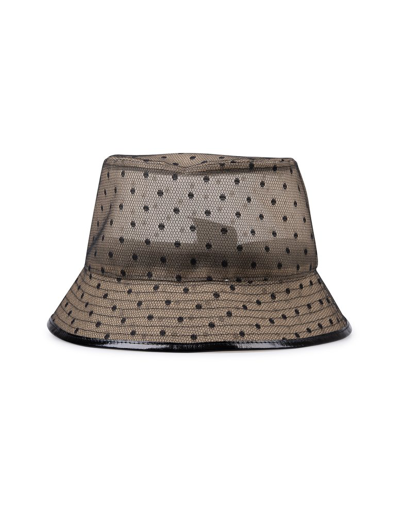Red Valentino Woman Bucket Hat In Gabardine And Tulle Point Desprit In Brown,black