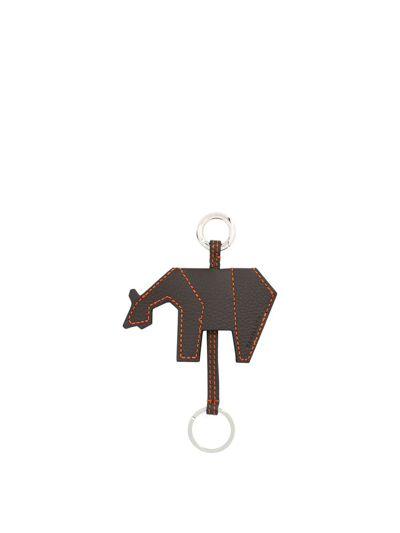 Zanellato Animal-shaped Leather Keyring In Brown