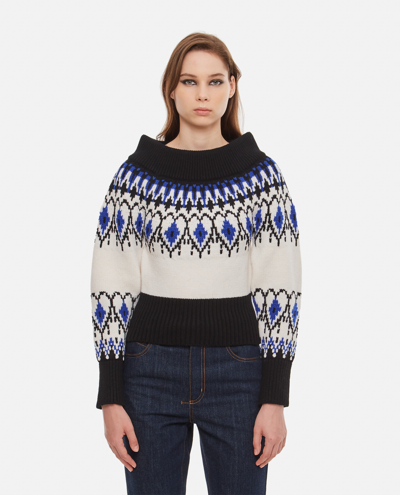 Alexander Mcqueen Wool Off-the-shoulder Fair Isle Inspired Jumper In Multi-colour