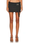 Eb Denim Belted Low-rise Denim Mini Skirt In Black