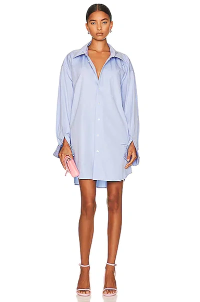 Alexander Wang Women's Oversized Cotton Mini Shirt Dress In Blue