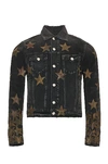Amiri Chemist Leather-appliquéd Denim Jacket In Aged Black