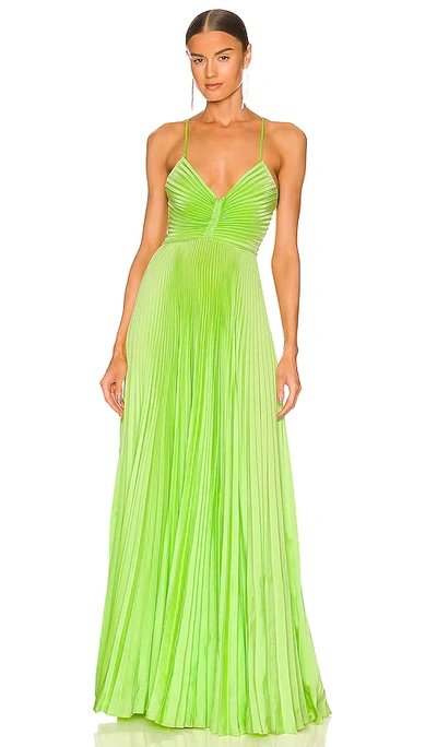 A.l.c Aries Pleated Gown In Green Kick