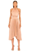 A.l.c Renzo Ii Asymmetric Pleated Midi-dress In Nude