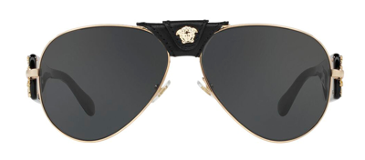 Versace Ve 2150q 100287 Aviator Sunglasses In Grey