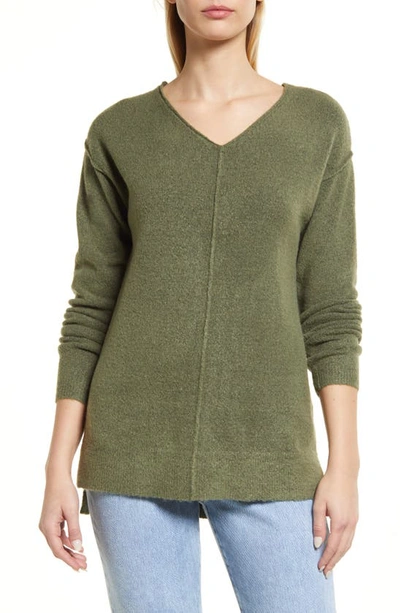 Caslon High/low V-neck Sweater In Green Sorrel