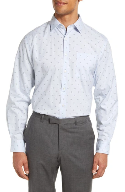 Nordstrom Traditional Fit Non-iron Floral Cotton Dress Shirt In Blue Uni Geo Flowers