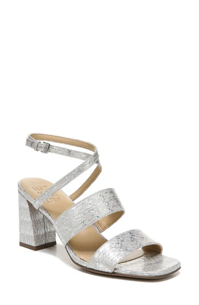 Naturalizer Trinity Block Heel Sandal In Silver Pearl