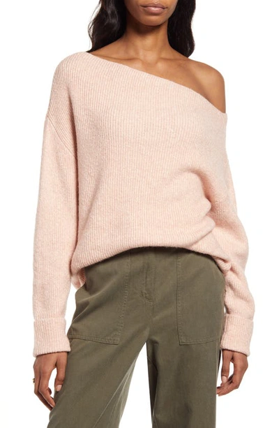 Treasure Bond Off The Shoulder Pullover In Pink Smoke
