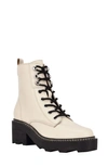 Calvin Klein Women's Abeni Heeled Lace Up Lug Sole Combat Boots Women's Shoes In New Chic Cream