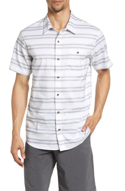 Travismathew Aiden Stripe Short Sleeve Button-up Shirt In White