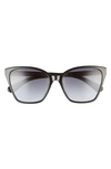Kate Spade Amiyah 56mm Gradient Polarized Cat Eye Sunglasses In Black Gold / Grey Shaded