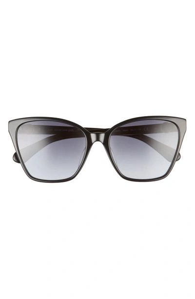 Kate Spade Amiyah 56mm Gradient Polarized Cat Eye Sunglasses In Black Gold / Grey Shaded