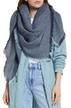 Treasure & Bond Thermal Knit Scarf In Blue Combo
