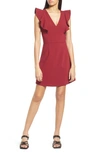 French Connection Whisper Ruffle Minidress In Berry Blush