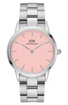 Daniel Wellington Iconic Link Bracelet Watch, 36mm In Pastel Pink