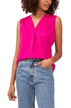 Vince Camuto Rumpled Satin Blouse In Hot Pink