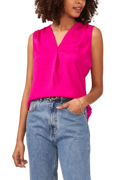 Vince Camuto Rumpled Satin Blouse In Hot Pink