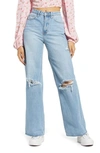 Bp. Ripped Nonstretch Wide Leg Jeans In Vintage Light Destroy