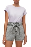 Allsaints Anna Cuff Sleeve Cotton T-shirt In Violet