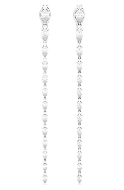 Hautecarat Lab-created Diamond Drop Omega Clip Earrings In 18k Wg